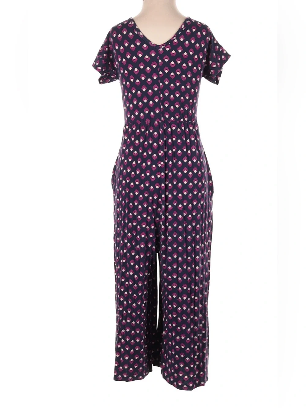 Latched Mama V-Neck Navy & Pink Printed Easy Access Nursing Wrap Maxi Romper - Picture 2 of 4